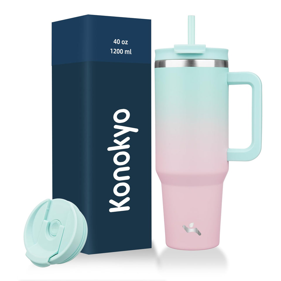Konokyo 40oz tumbler with handle and non-slip grip for easy daily hydration.