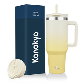 Konokyo 40oz lemon tumbler with handle and straw for easy on-the-go hydration