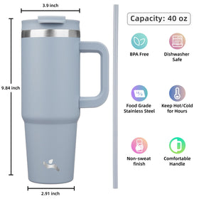 Two included straws with Konokyo tumbler support cold beverages on busy days.