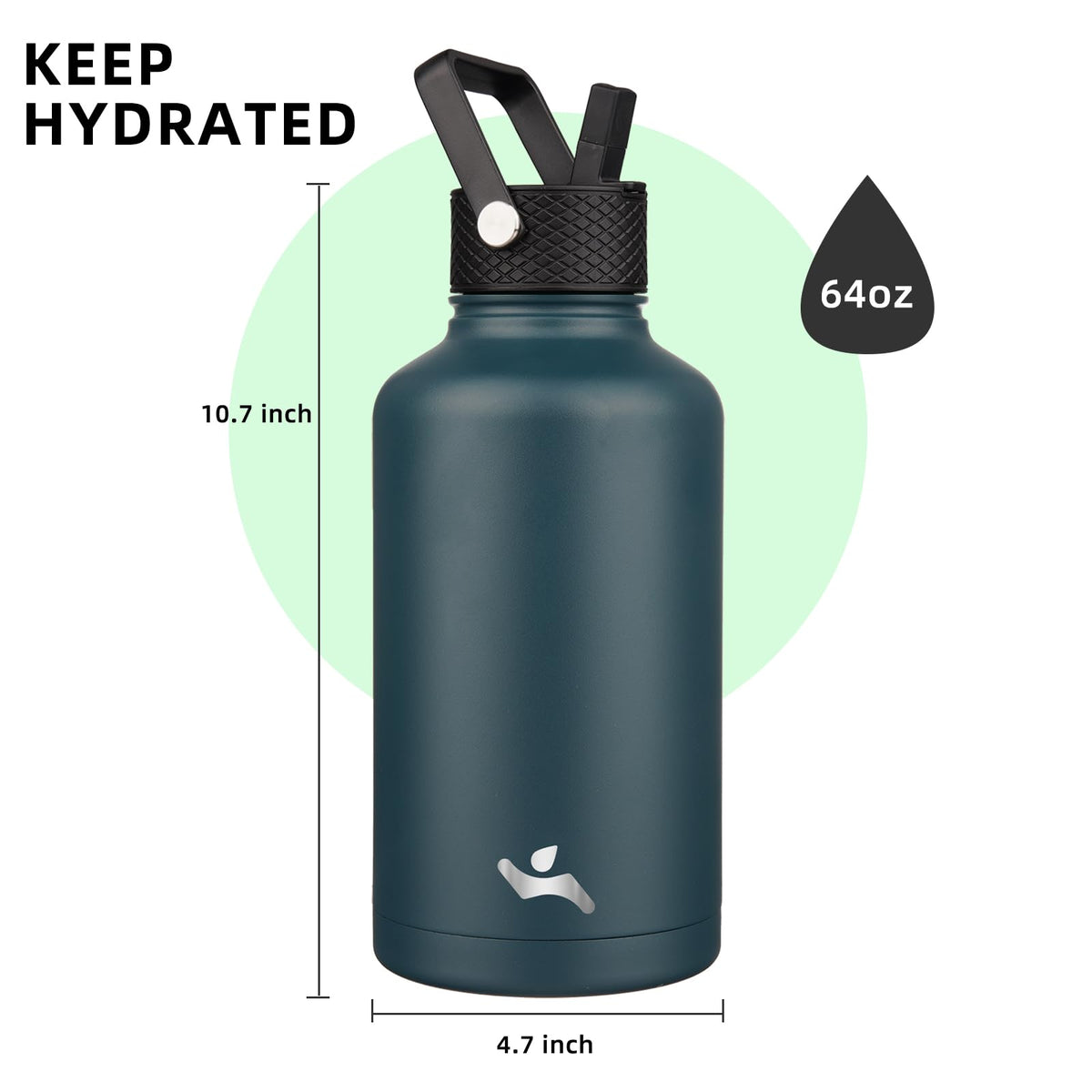 Konokyo 64oz bottle with flex-removable lid for smoothies on the go.
