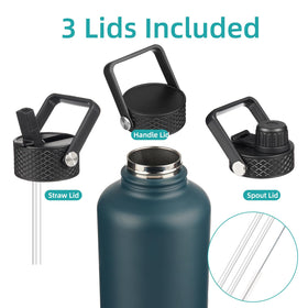 Konokyo 64oz navy bottle with paracord handle for easy carry.