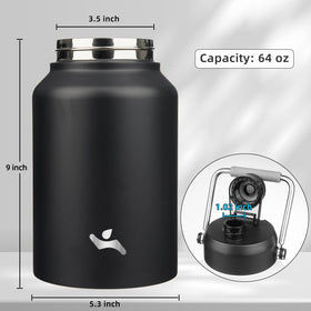 Konokyo 64oz insulated bottle with pouch keeps drinks cold during outdoor activities.
