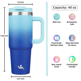 Konokyo insulated stainless steel body in Sky maintains drinks at temperature.