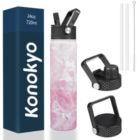 Konokyo Marble Blossom 24oz bottle front view for easy hydration on the go.
