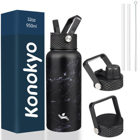 Konokyo marble midnight 32oz bottle showcases bold pattern for stylish daily hydration.