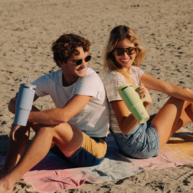 Konokyo tumbler in cupholder, Sky, fits most cars for easy travel.