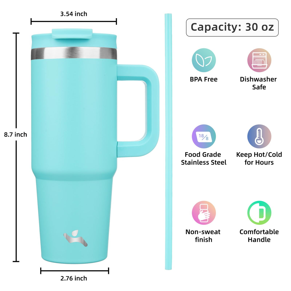 Two straws and seal for cold sips on the go