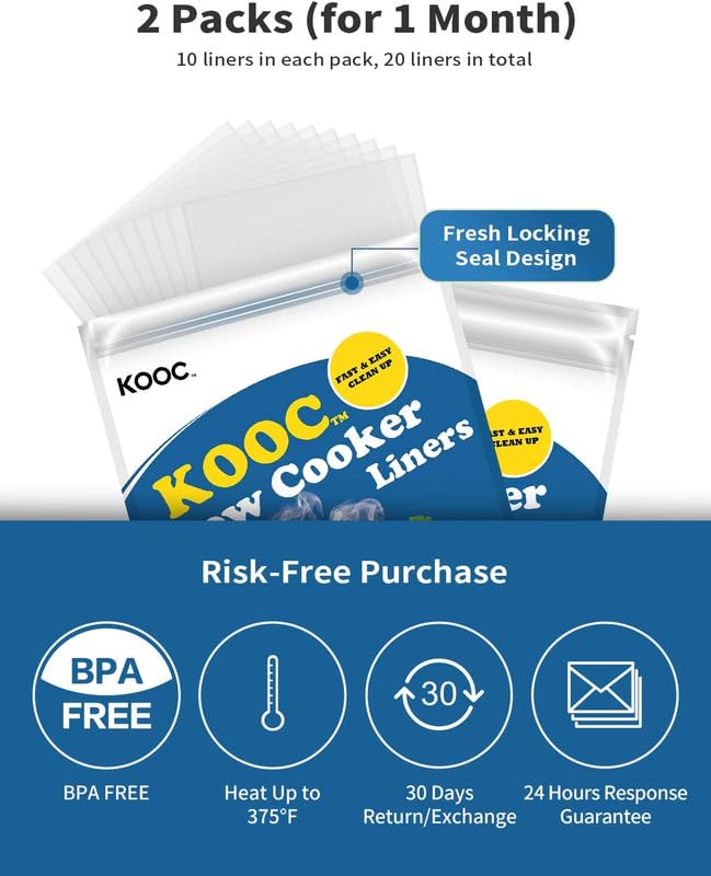 KOOC heat-resistant liner up to 375F preserves flavors safely.