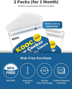 KOOC heat-resistant liner up to 375F preserves flavors safely.