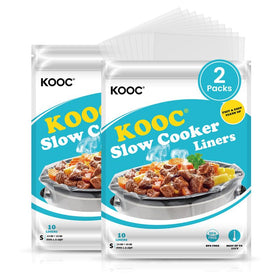 KOOC slow cooker liners 10x13 pack closed for mess-free storage and quick prep.
