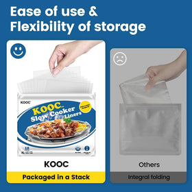KOOC liners packaging and easy dispense demonstrate tidy prep and stress-free cleanup