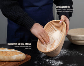 KooK Banneton oval 9-inch proofing basket for artisanal loaf patterns.