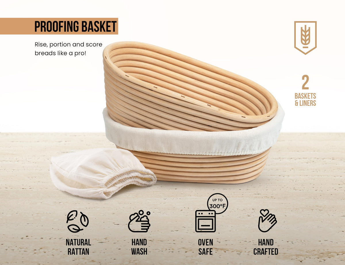 Kook set includes two baskets and two linen liners