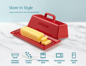 Kook butter dish inner ridge secures the lid and prevents sliding.