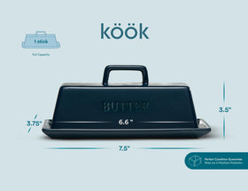 Kook microwave and dishwasher-safe butter dish softens butter and cleans up easily.
