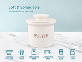 Dishwasher-safe ceramic material of KooK butter keeper dish makes cleaning easy.