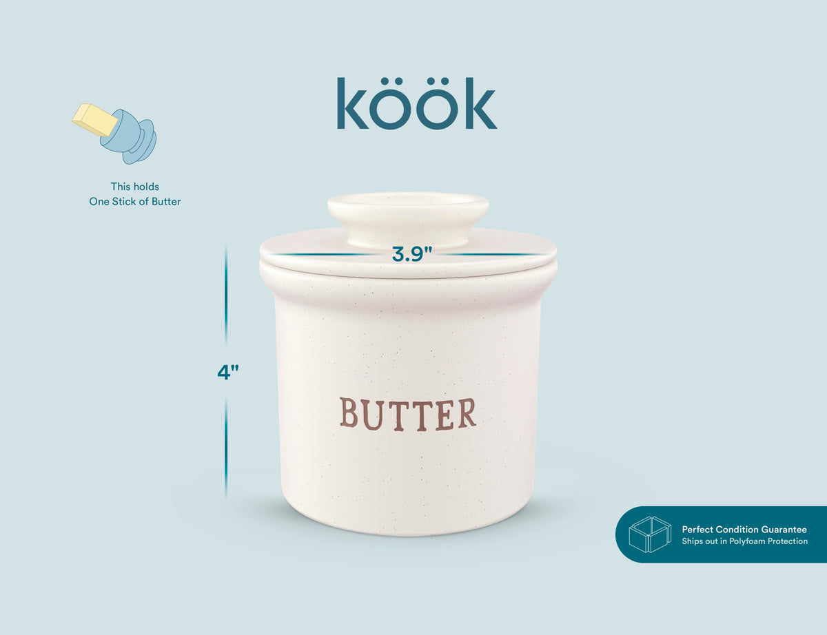 Slice-ready butter served directly from KooK butter keeper dish.