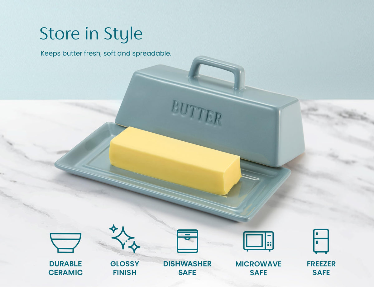 Kook butter dish inner ridge secures the lid to prevent slipping.