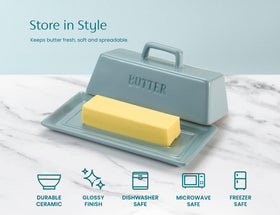 Kook butter dish inner ridge secures the lid to prevent slipping.