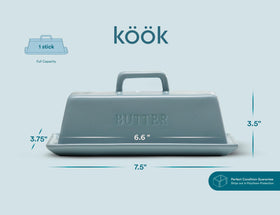 Kook ceramic butter dish is microwave and dishwasher safe for easy cleanup.