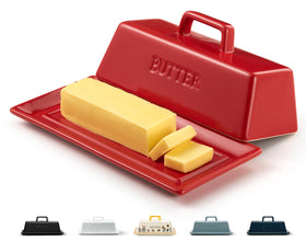 Kook ceramic butter dish with lid keeps butter fresh on the counter.