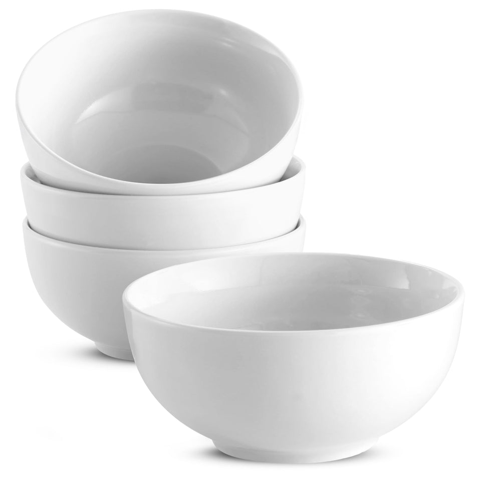 KooK marshmallow white 24 oz ceramic cereal bowls, great for soups and oats