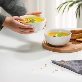 KooK marshmallow white 24 oz bowls for pasta and salads