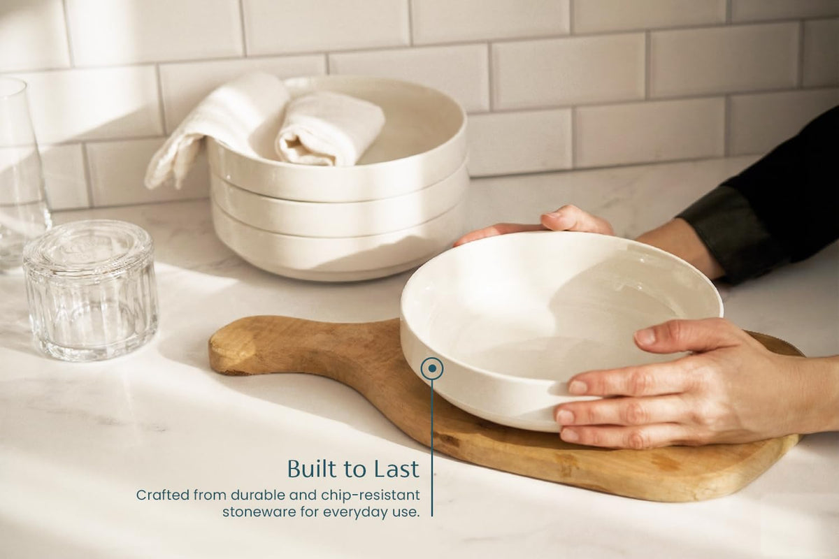 KooK ceramic porcelain bowls with glossy finish resist stains.