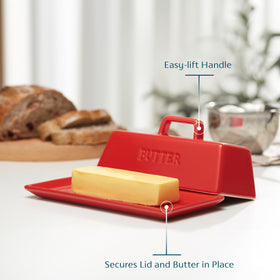 Kook ceramic butter dish with square design suits modern kitchens.
