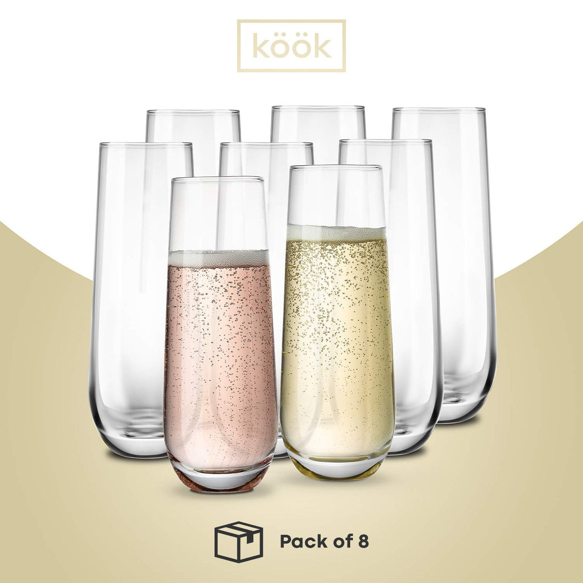 KooK champagne flutes dishwasher-safe for easy cleanup.