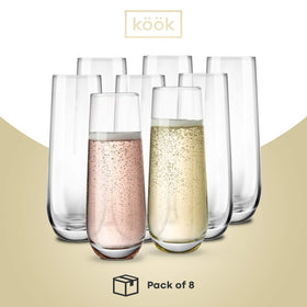 KooK champagne flutes dishwasher-safe for easy cleanup.