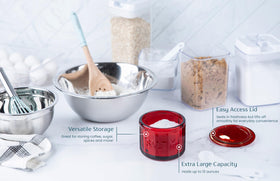 KooK embossed pressed-glass design shows durable kitchen storage.