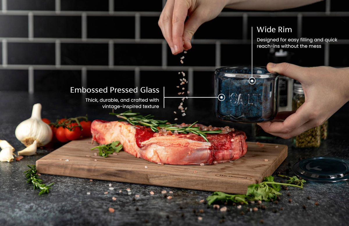 KooK embossed pressed glass design adds durable elegance to your kitchen counter.