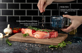 KooK embossed pressed glass design adds durable elegance to your kitchen counter.