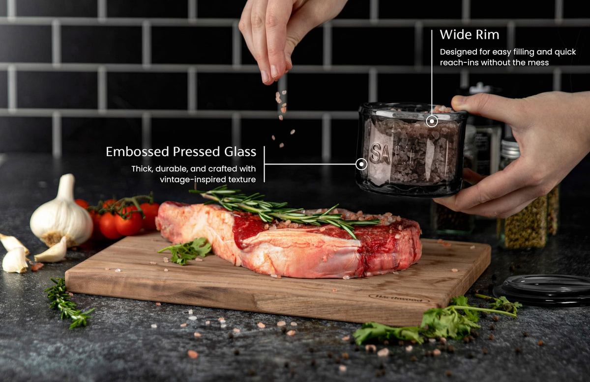 KooK embossed pressed-glass dish showcases sturdy construction for daily use.