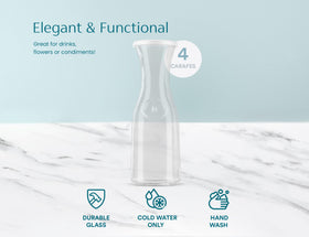 KooK Glass Carafe set of four for coordinated entertaining