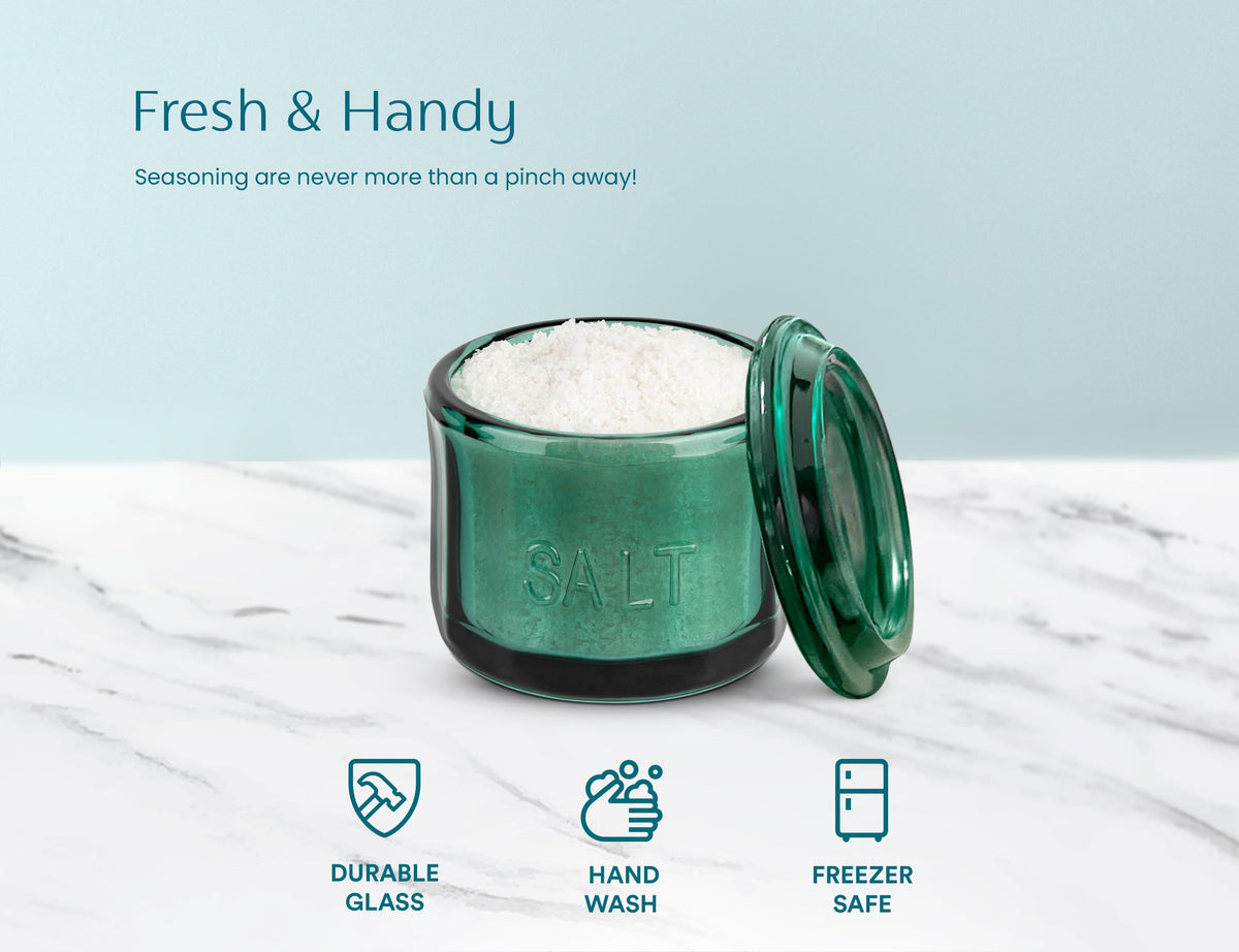 KooK glass lid visible, keeps contents dry and ready to use.