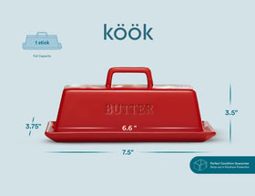 Kook butter dish is microwave and dishwasher safe for simple prep and cleanup.
