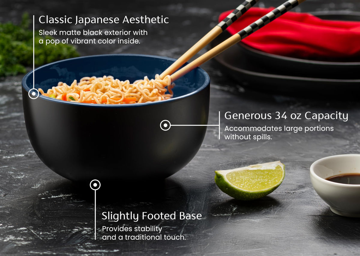 KooK 34 oz deep bowl for large portions of ramen, pho, or udon