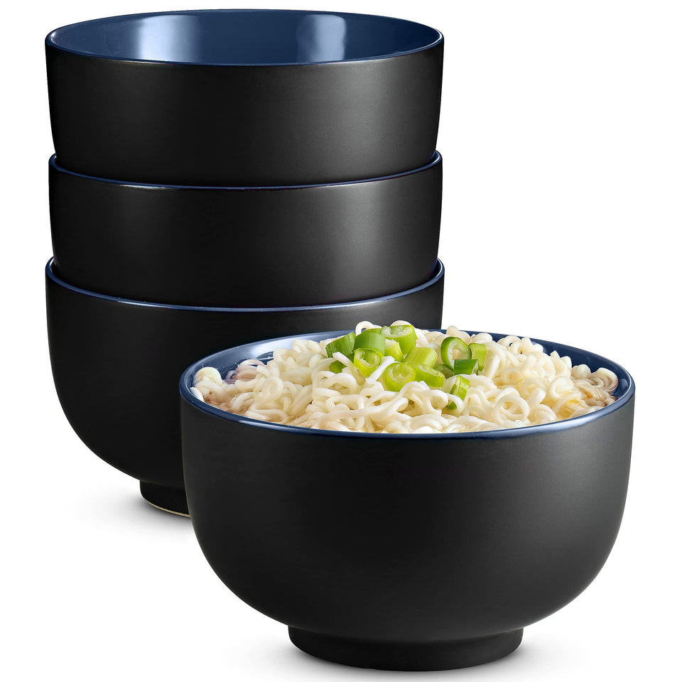KooK ramen bowl exterior in black with navy interior for bold noodle servings