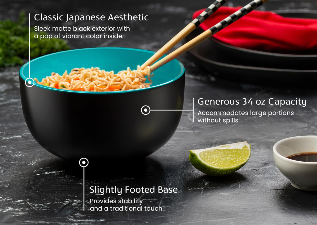 34-ounce deep capacity ideal for ramen, pho, udon, and more.