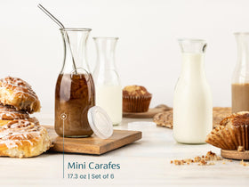KooK set of six carafes for condiments and dressings.