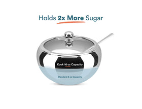 KooK sugar bowl glass lid keeps contents visible and fresh, ideal for quick kitchen access
