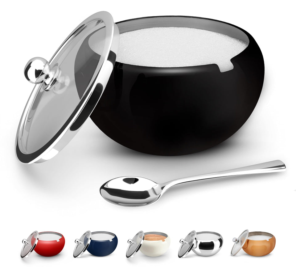 KooK sugar bowl with lid and spoon for easy serving and storage