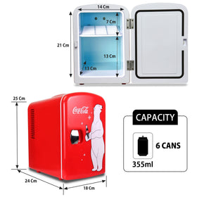 Koolatron Coca-Cola 4L mini-fridge desk-use setup showcases space-saving cooling on a workstation.