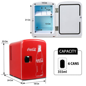 Koolatron Coca-Cola mini fridge red in car for travel cooling