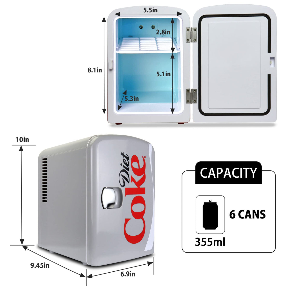 Koolatron Diet Coke DC04 in dorm room as a compact desk companion
