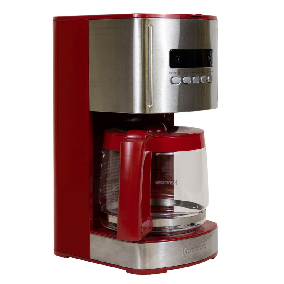 Koolatron Kenmore 12-cup coffee maker with glass carafe for large batches.