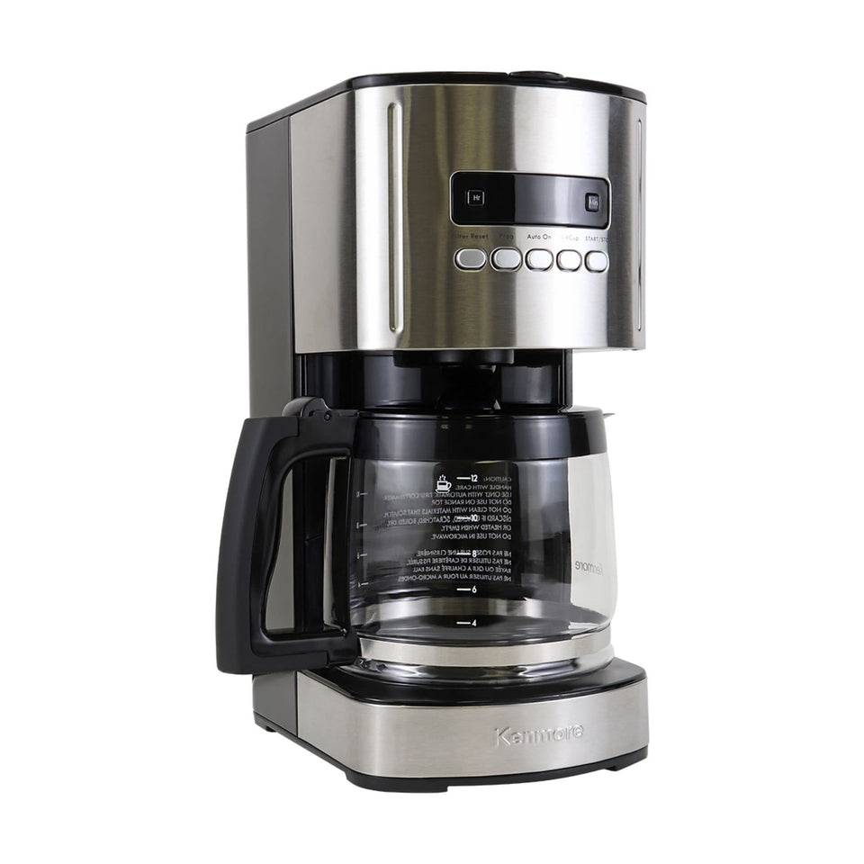 Koolatron Kenmore 12-cup programmable coffee maker ready for busy mornings.