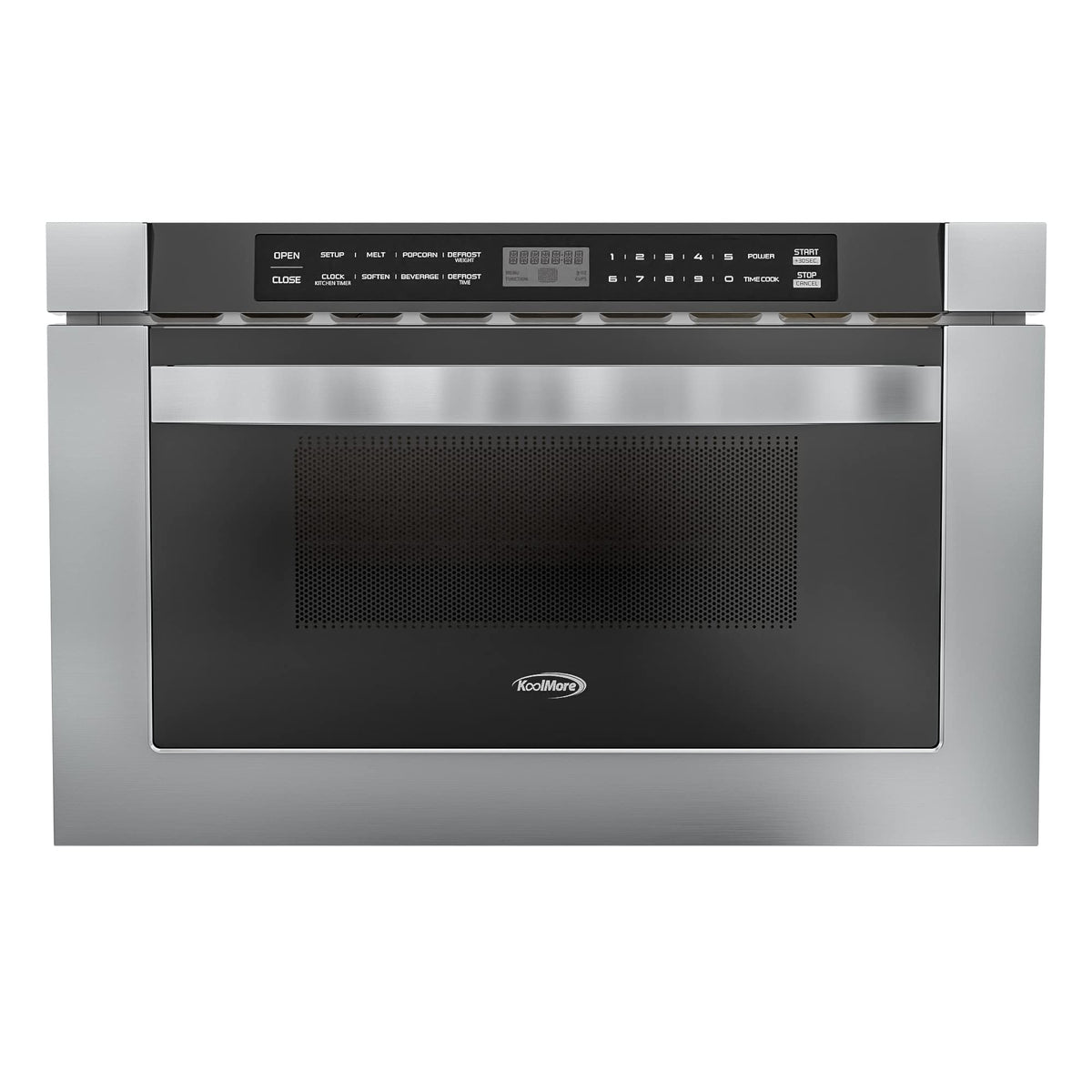 KoolMore KM-MD-1SS pull-out drawer in use for convenient microwave access.